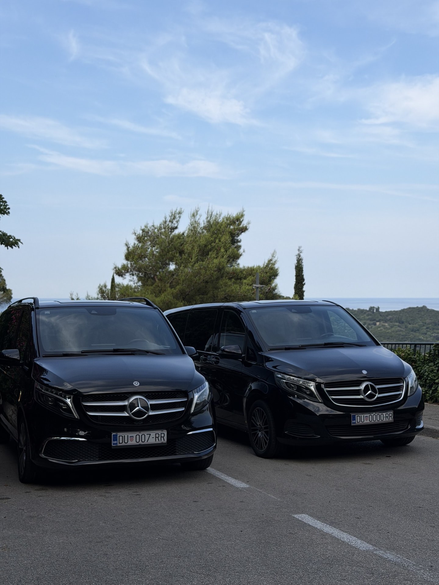 Two of our Mercedes-Benz V-Class vehicles in Dubrovnik